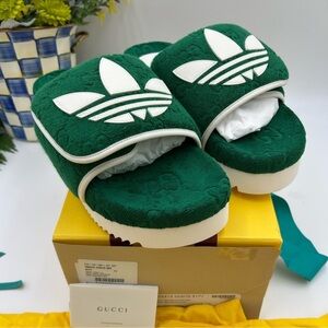 Men’s Gucci X Adidas Limited edition monogram pool  slides size 11 made in Italy